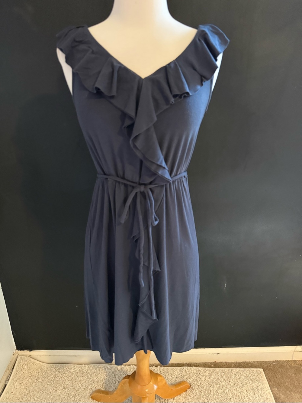 J. Crew Dark Gray Ruffle V-Neck Sleeveless Mini Dress XS